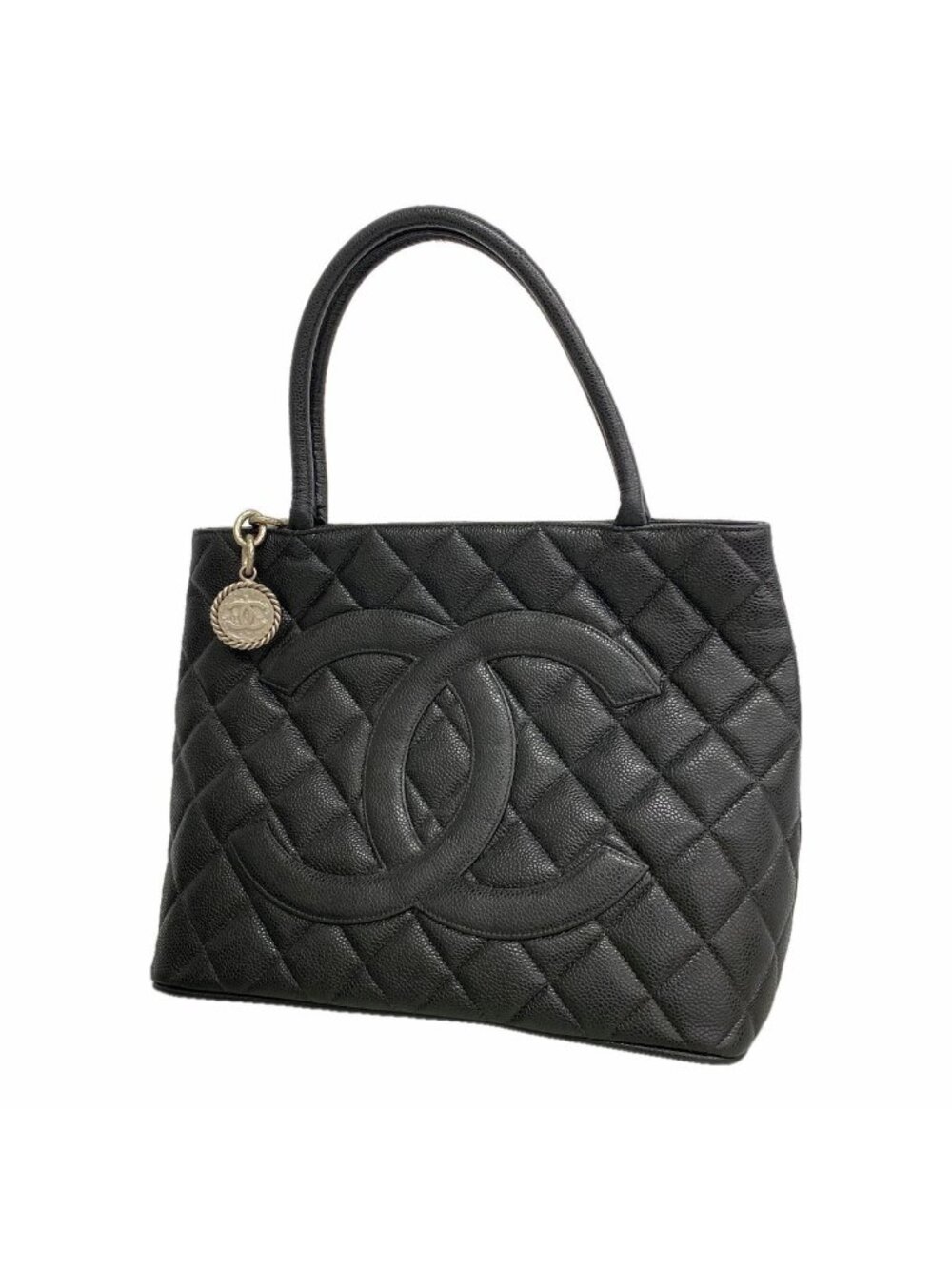 Chanel Tote Bag Reissue Caviar Leather Black Silver